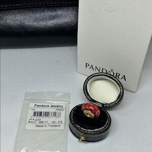 Pandora 14 K Gold & Orange Blossom Murano Glass Charm